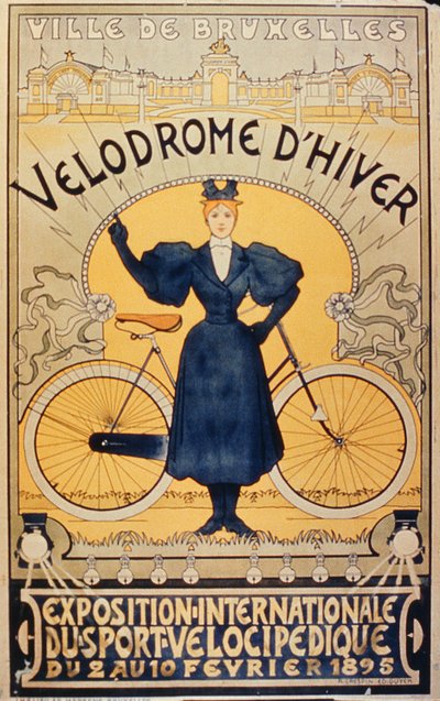 Winterfietsracebaan, Internationale tentoonstelling van velocipedesporten Brussel, 2-10 februari 1895 door Belgian School