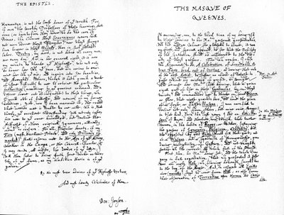 Het Masker van Koninginnen en een dedicatoir epistel aan Henry, Prins van Wales, 1609 door Ben Jonson