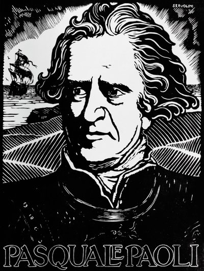 Portret van Pasquale Paoli, Corsicaanse staatsman, generaal en patriot door Benedetto Servolini