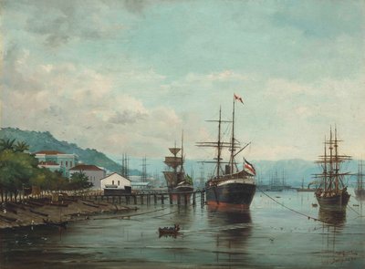 Benedito Calixto - Haven van Santos, SP (links gezien), 1890 door Benedito Calixto