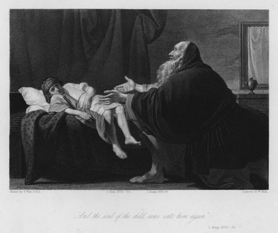 Elia wekt de zoon van de weduwe op door Benjamin (after) West