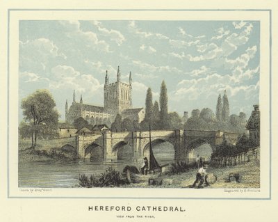 Hereford Cathedral, uitzicht vanaf de rivier door Benjamin Baud