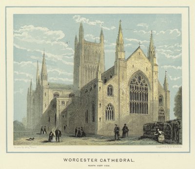 Worcester Cathedral, noordwestelijke aanzicht door Benjamin Baud