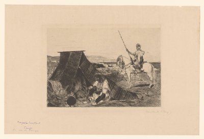 Landschap met tent en ruiter door Benjamin  Constant