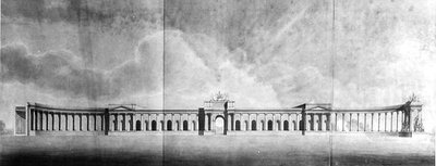 Perspectief van kantoren gezien vanaf de Grote Hof door Benjamin Dean Wyatt