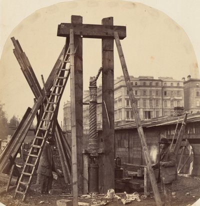 Bouw van de Internationale Tentoonstelling van 1862 in South Kensington,1862 (foto) door Benjamin L. Spackman