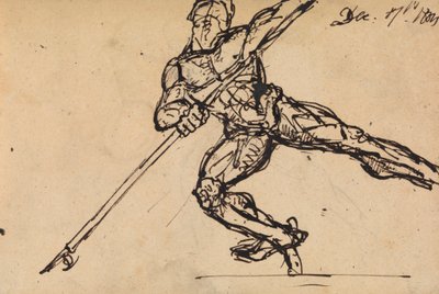 Figurenstudie van een Naakte Man met een Speer door Benjamin Robert Haydon