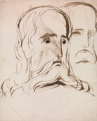 Studie voor het hoofd van Christus en een apostel door Benjamin Robert Haydon