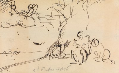 Studie van figuren zittend onder een boom door Benjamin Robert Haydon