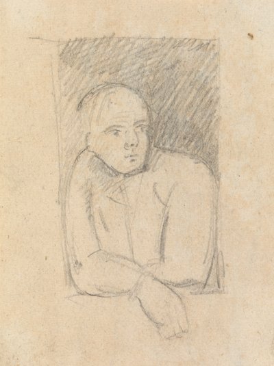 Studie van een figuur die uit een raam leunt door Benjamin Robert Haydon