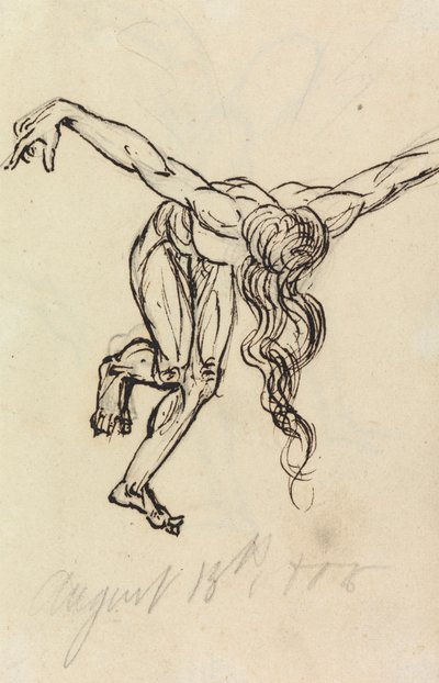 Studie van een naakt, voorover leunend, met uitgestrekte armen door Benjamin Robert Haydon