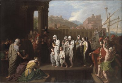 Agrippina Landt in Brundisium met de As van Germanicus door Benjamin West