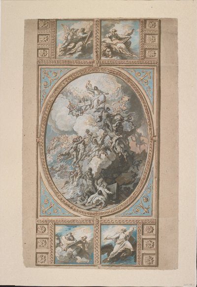 Ontwerp voor de plafonddecoratie van de Koninklijke Kapel, Windsor Castle (recto), ca. 1779 door Benjamin West