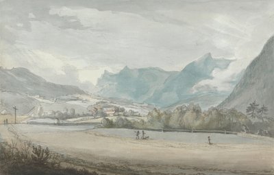 Bergachtig landschap met figuren door Benjamin West