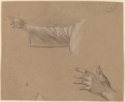Studie van een rechterarm en een linkerhand door Benjamin West