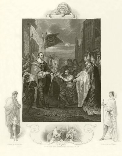 Willem I ontvangt de kroon van Engeland door Benjamin West