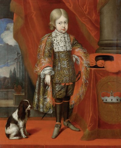 De toekomstige keizer Joseph I 1678-1711 op zesjarige leeftijd met een hond, 1684 door Benjamin von Block