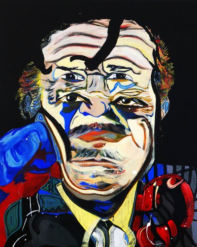50 grote schrijvers uit de geschiedenis : Carlos Fuentes, 2015 (olieverf en acryl op doek) door Benoit Erwann Boucherot