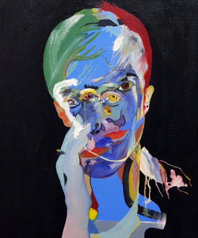 50 grote schrijvers uit de geschiedenis : Christine Angot, 2015 (olieverf en acryl op doek) door Benoit Erwann Boucherot