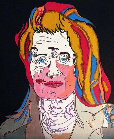 50 grote schrijvers uit de geschiedenis : Elfriede Jelinek, 2015 (olieverf en acryl op doek) door Benoit Erwann Boucherot