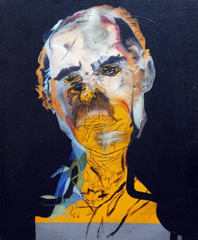 50 grote schrijvers uit de geschiedenis : Philip Roth, 2015 (olieverf en acrylverf op doek) door Benoit Erwann Boucherot