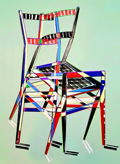 Chaise - superleggera, naar Gio Ponti, 2016 (olieverf op linnen doek) door Benoit Erwann Boucherot