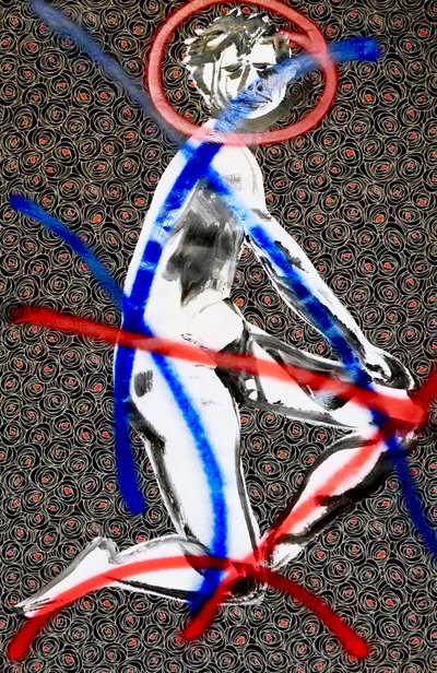 Masculin japonais 3, 2020 (acryl op gezeefdrukt Japans papier) door Benoit Erwann Boucherot