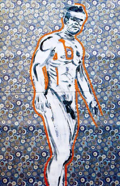 Masculin japonais 4, 2020 (acryl op gezeefdrukt Japans papier) door Benoit Erwann Boucherot