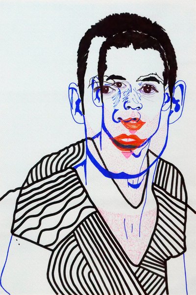 Passager 12, 2020 (acryl op gezeefdrukt Japans papier) door Benoit Erwann Boucherot
