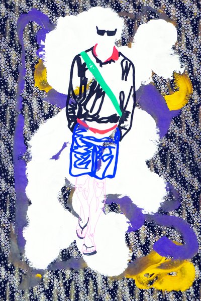 Passager 16, 2020 (acryl op gezeefdrukt Japans papier) door Benoit Erwann Boucherot