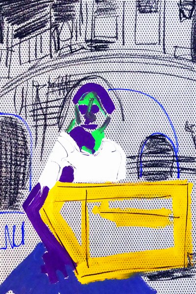 Passager 5, 2020 (acryl op gezeefdrukt Japans papier) door Benoit Erwann Boucherot