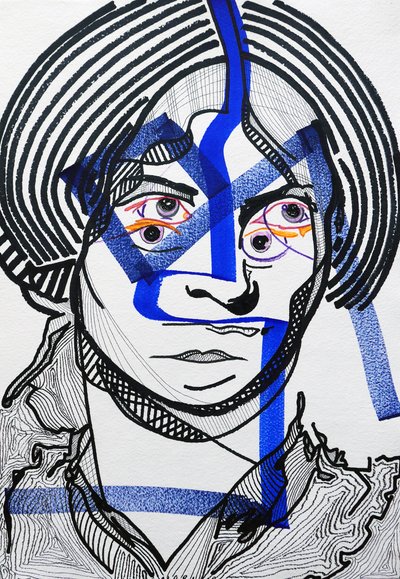 Surportret : Charlotte Brontë, 2019 (acryl op papier) door Benoit Erwann Boucherot