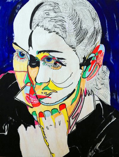 Surportret : Gabrielle Roy, 2021 (olieverf en acryl op houtpaneel) door Benoit Erwann Boucherot