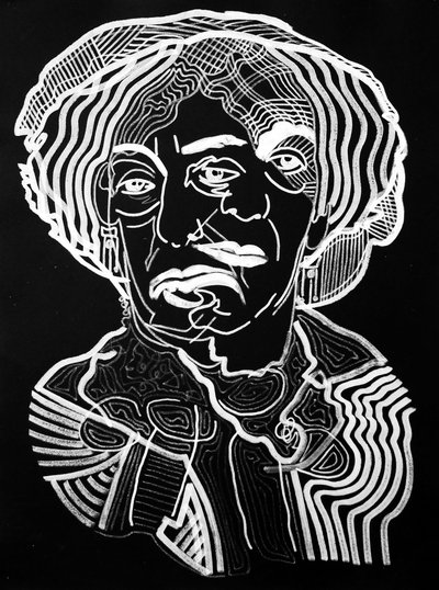 Surportret : George Sand, 2019 (acryl op papier) door Benoit Erwann Boucherot