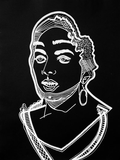 Surportret : Leila Slimani, 2021 (acryl op papier) door Benoit Erwann Boucherot