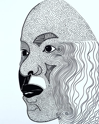 Surportret: Lorrie Jean-Louis, 2021 (acryl op papier) door Benoit Erwann Boucherot