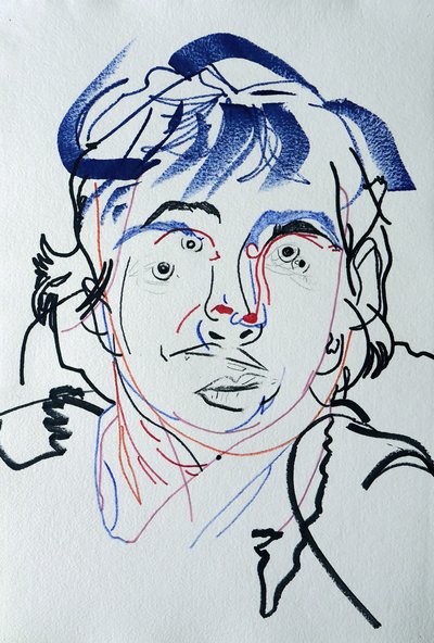 Surportret : Marguerite Duras 3, 2021 (acryl op papier) door Benoit Erwann Boucherot