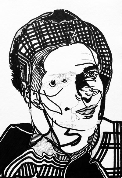 Surportret: Simone de Beauvoir, 2019 (acryl op papier) door Benoit Erwann Boucherot