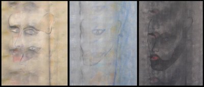 Drievoudig autoportret, 2000 (olieverf op 3 naast elkaar geplaatste doeken) door Benoit Erwann Boucherot