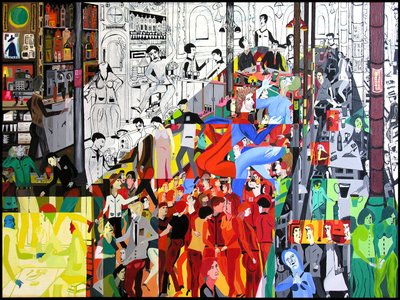 Zwart gat met bruine koffie, 2000 (olieverf en acryl op doek) door Benoit Erwann Boucherot