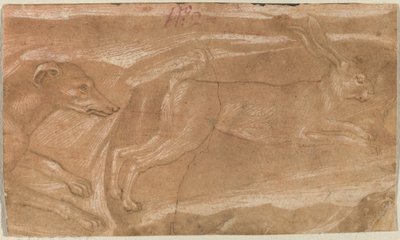 Een Hond die een Haas Achtervolgt door Benozzo Gozzoli