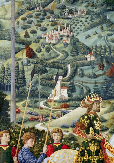 Fantastisch Landschap, detail door Benozzo di Lese di Sandro Gozzoli