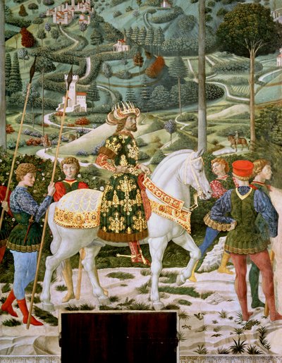 Johannes VII Palaeologus (1391-1448), Oost-Romeins keizer, als een van de drie koningen, (detail) door Benozzo di Lese di Sandro Gozzoli