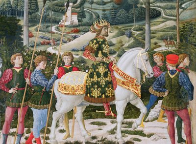 Johannes VII Palaiologos 1391-1448, Oost-Romeins Keizer, als een van de Drie Koningen, detail van de Reis van de Wijzen cyclus in de kapel, ca. 1460 (detail) door Benozzo di Lese di Sandro Gozzoli