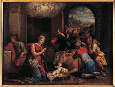 Aanbidding van de Herders door Benvenuto Tisi