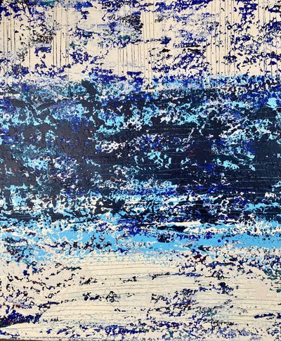 Blauwe golven met textuur door Berit Pihl