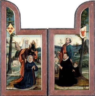 Drieluik met St. Petrus en St. Anna, voorkant door Bernard van Orley