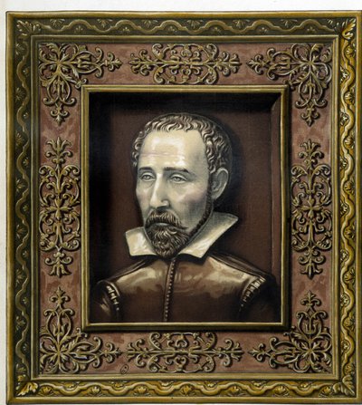 Portret van Bernard Palissy, uitgevoerd in aardewerk door hemzelf - in "The work of Bernard Palissy" door C. Delange en C. Borneman, Parijs door Bernard (after) Palissy