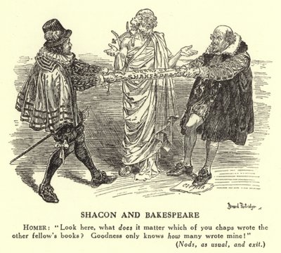 Shacon en Bakespeare - Het auteurschap van Shakespeare (gravure) door Bernard (after) Partridge