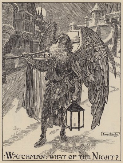 Wachter: Wat van de nacht? (gravure) door Bernard (after) Partridge